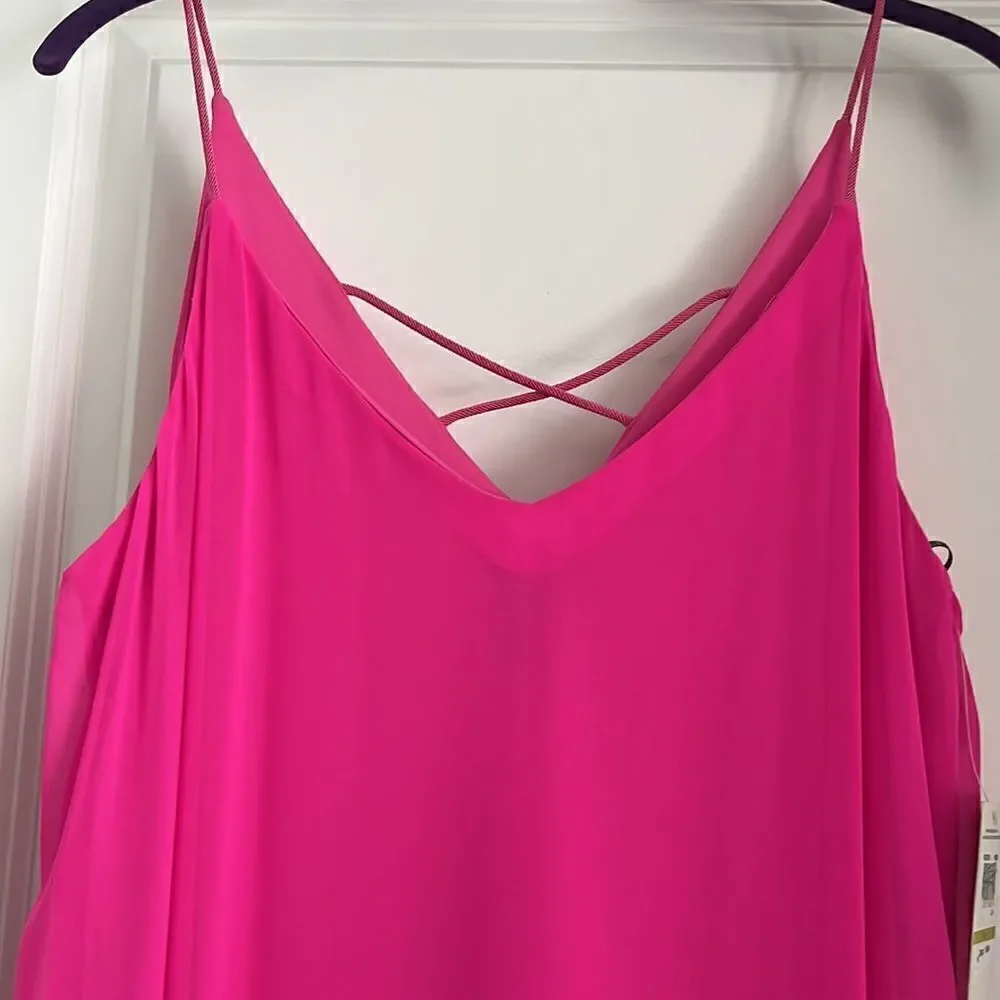 Muse Fuscia Hot Pink Maxi Slip Dress Spaghetti Straps Lined Bodice SZ 14 - Picture 8 of 13